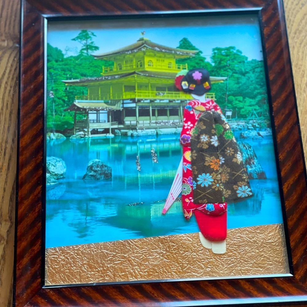 Silk Fabric 3D Wall Art Picture Geisha Woman Japanese Framed Art Asian Signed